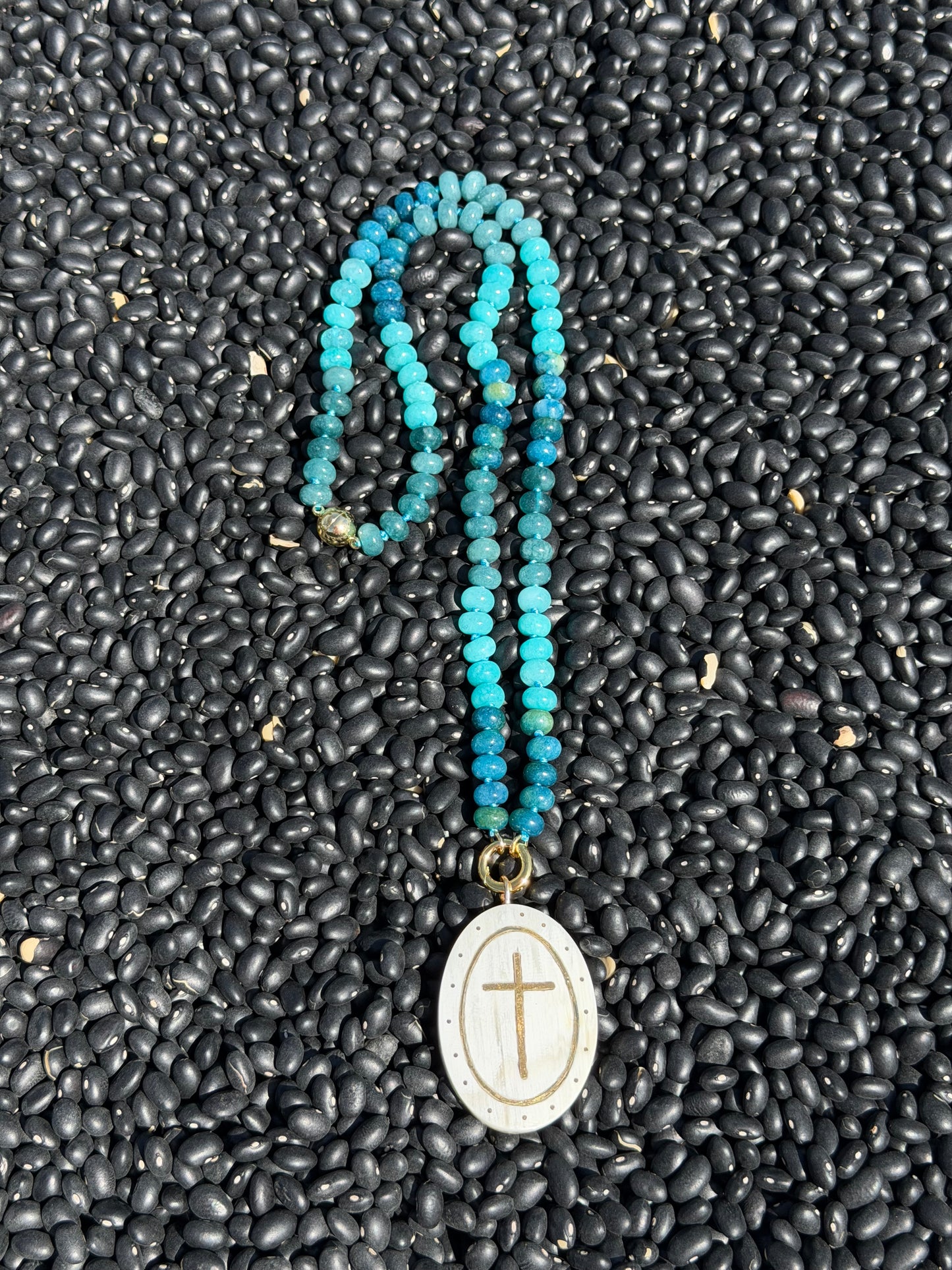KSDxAKOLA Turquoise Ombré Beads with Cross