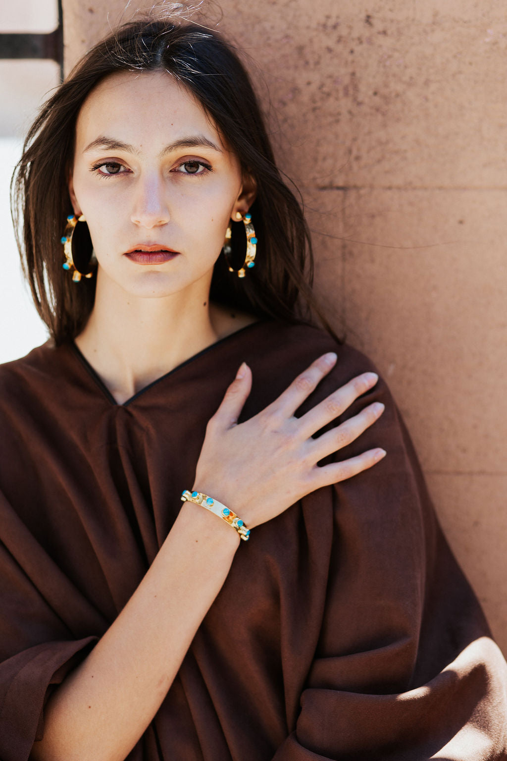 CORE HAMMERED STACKABLE CUFF-TURQUOISE