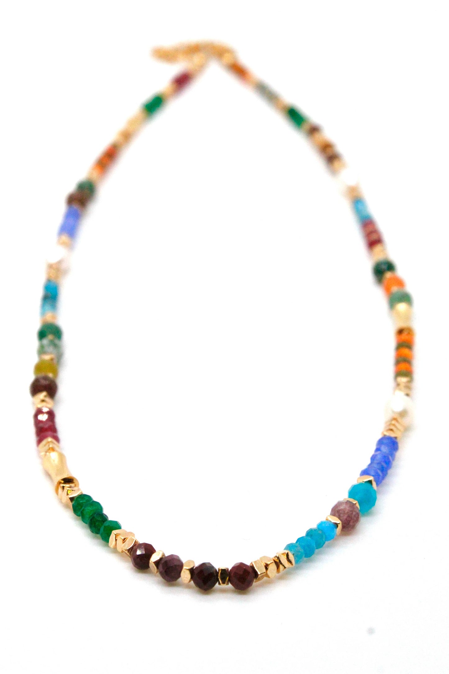 Rainbow African Turquoise Mix Stones Necklace -French Flair Collection-