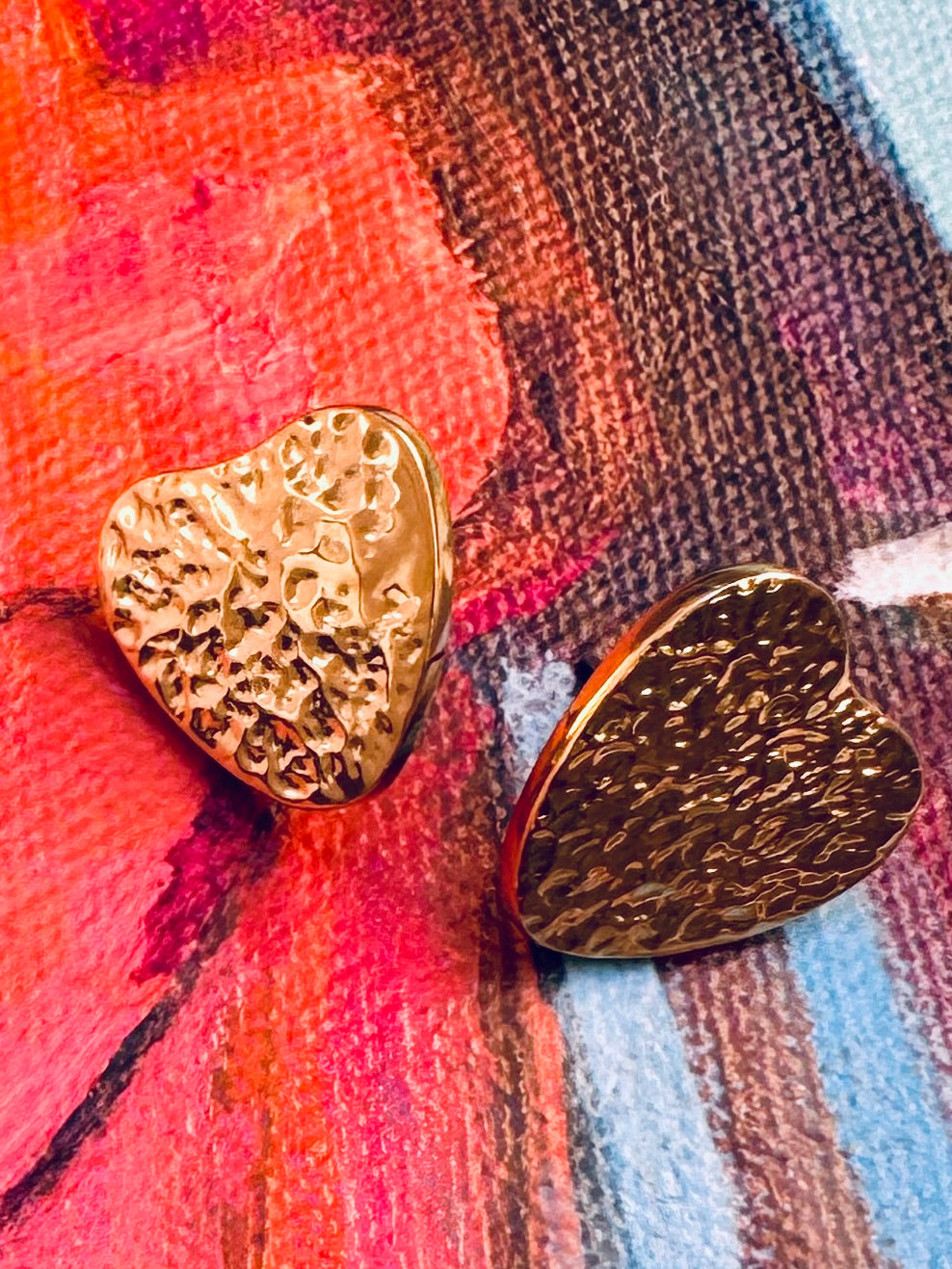 Hammered Heart Stud Earring