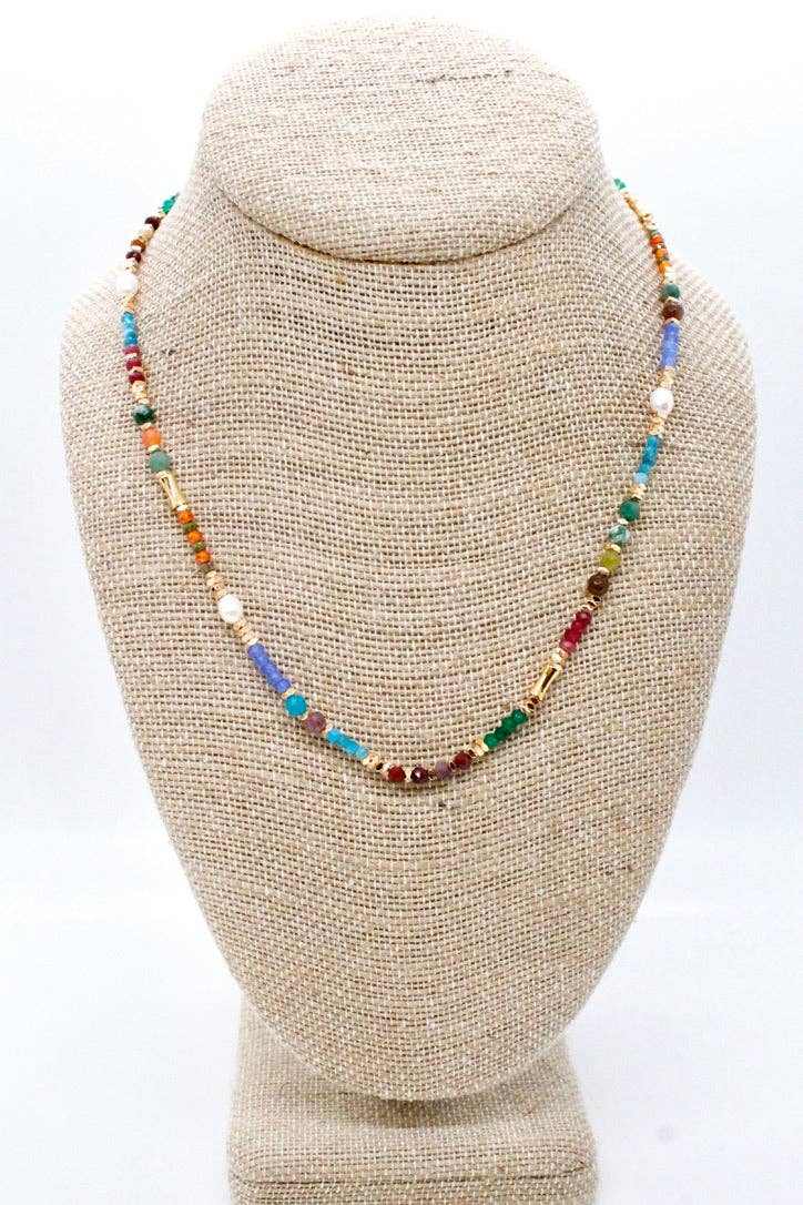 Rainbow African Turquoise Mix Stones Necklace -French Flair Collection-