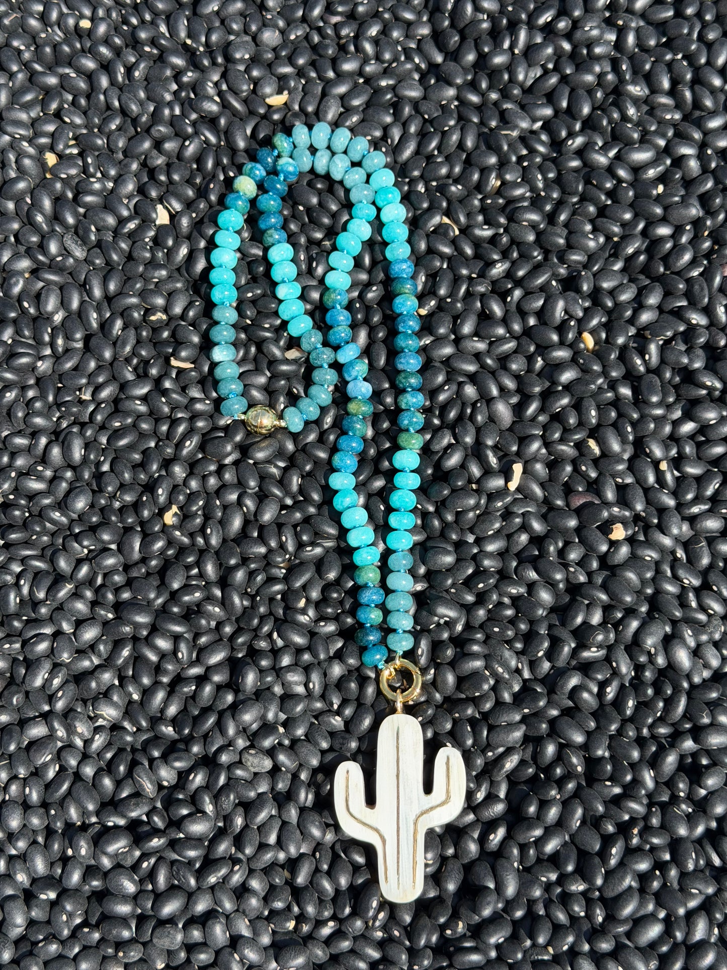 KSDxAKOLA Turquoise Ombré Beads with Cactus