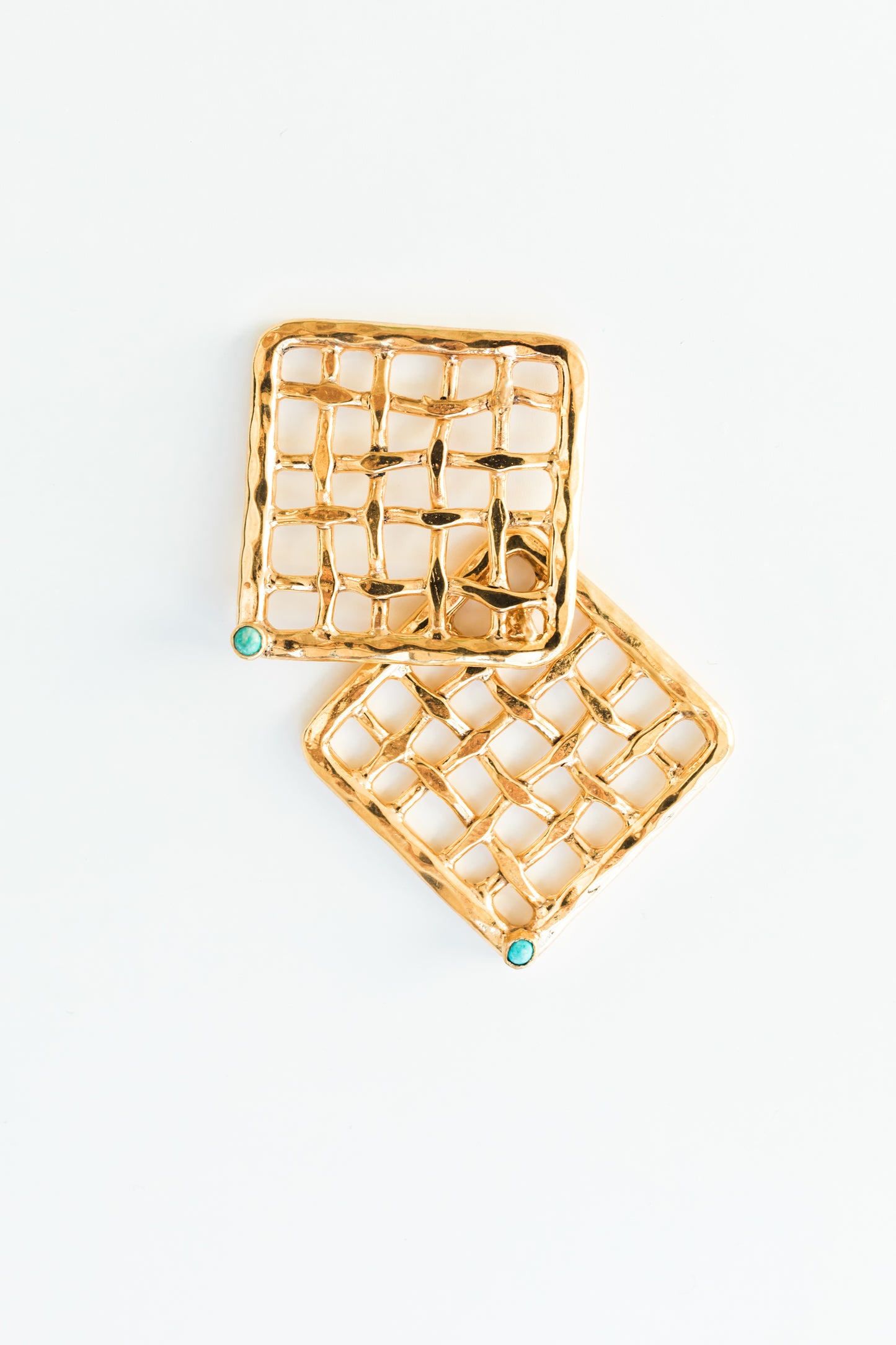 MARIA BASKETWEAVE SQUARE EARRING-MEDIUM-MADE TO ORDER