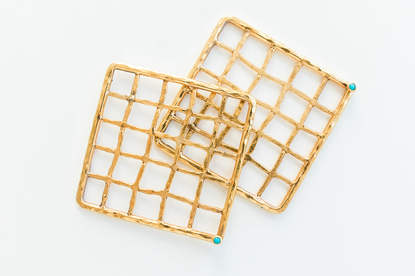MARIA BASKETWEAVE SQUARE EARRING-LARGE-MADE TO ORDER