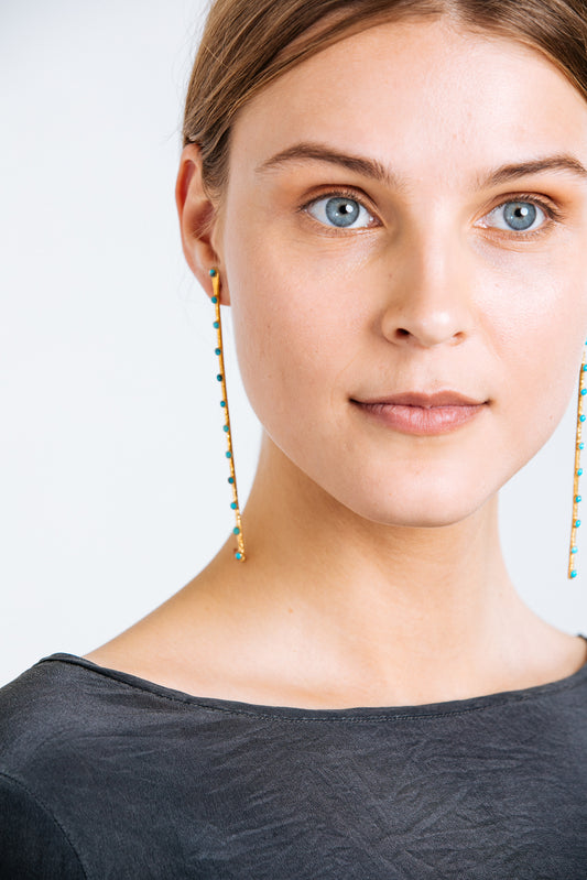 CONFETTI TURQUOISE STICK EARRING-LONG