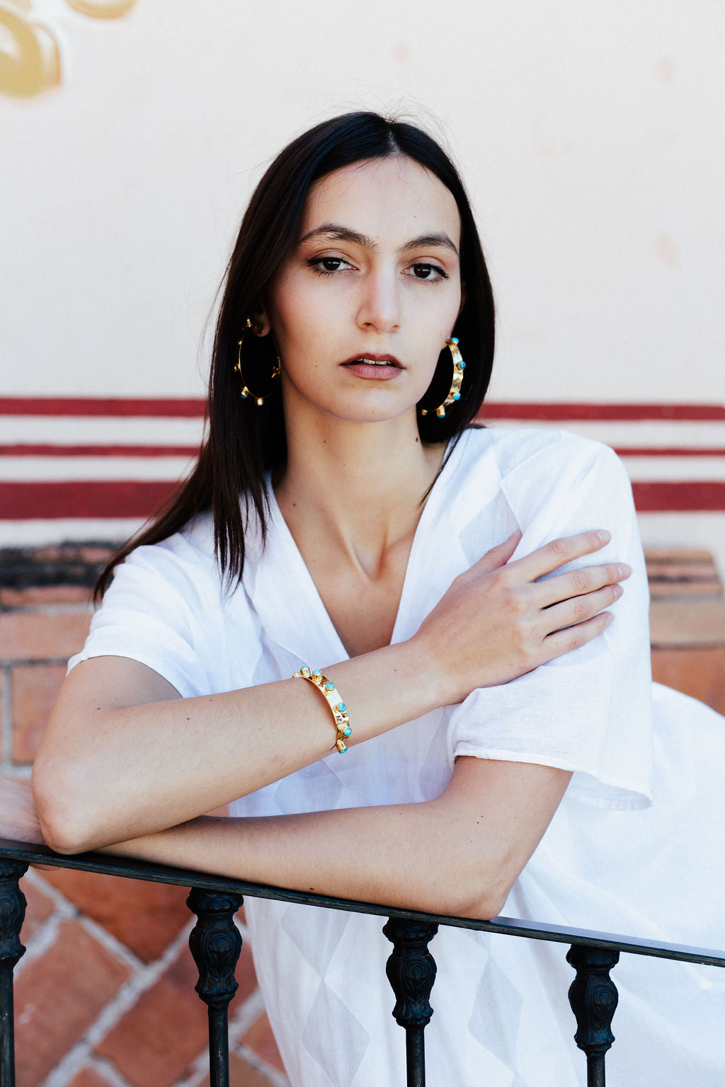 CORE HAMMERED STACKABLE CUFF-TURQUOISE