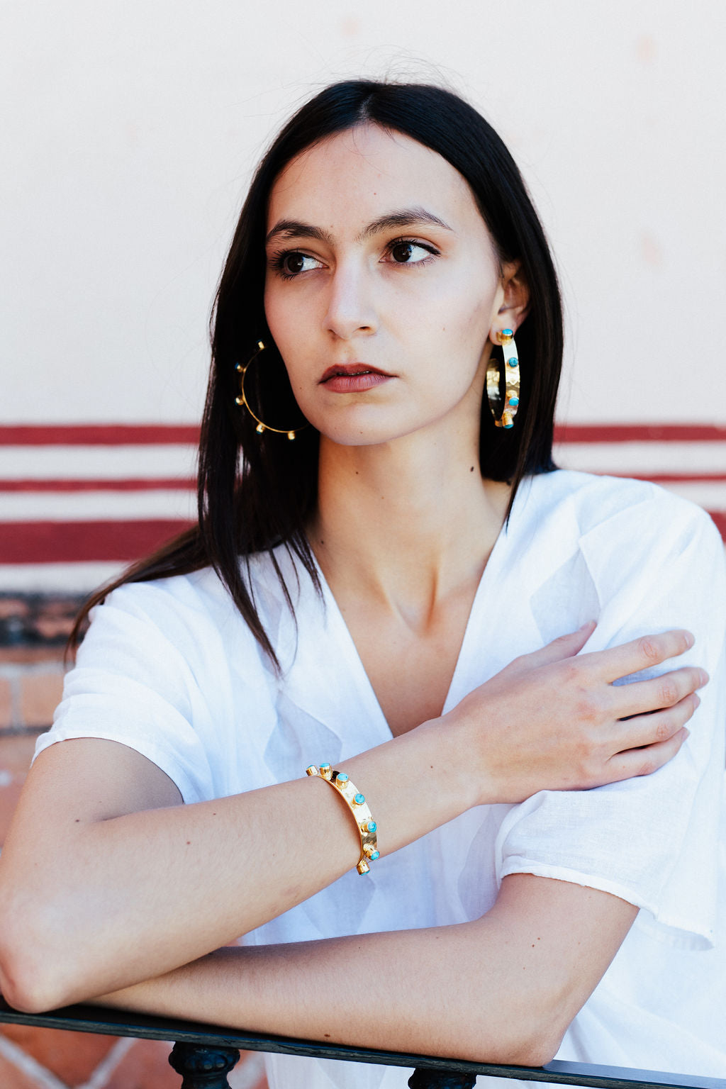 CORE HAMMERED STACKABLE CUFF-TURQUOISE