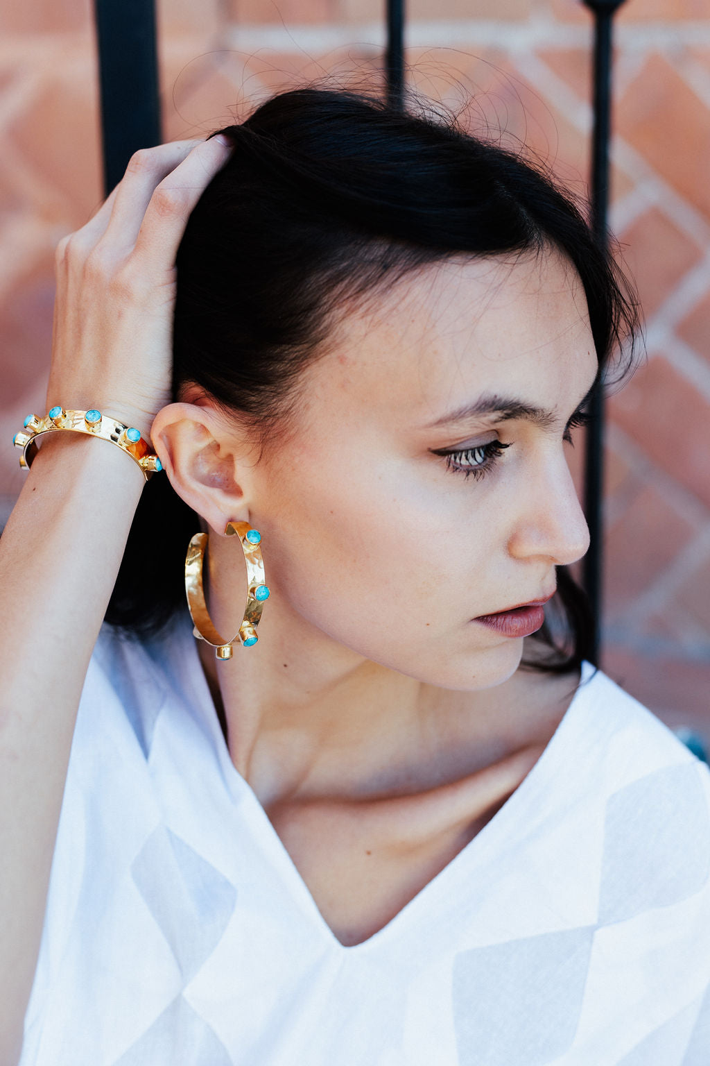 CORE HAMMERED STACKABLE CUFF-TURQUOISE