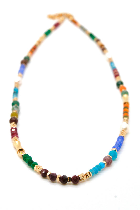 Rainbow African Turquoise Mix Stones Necklace -French Flair Collection-
