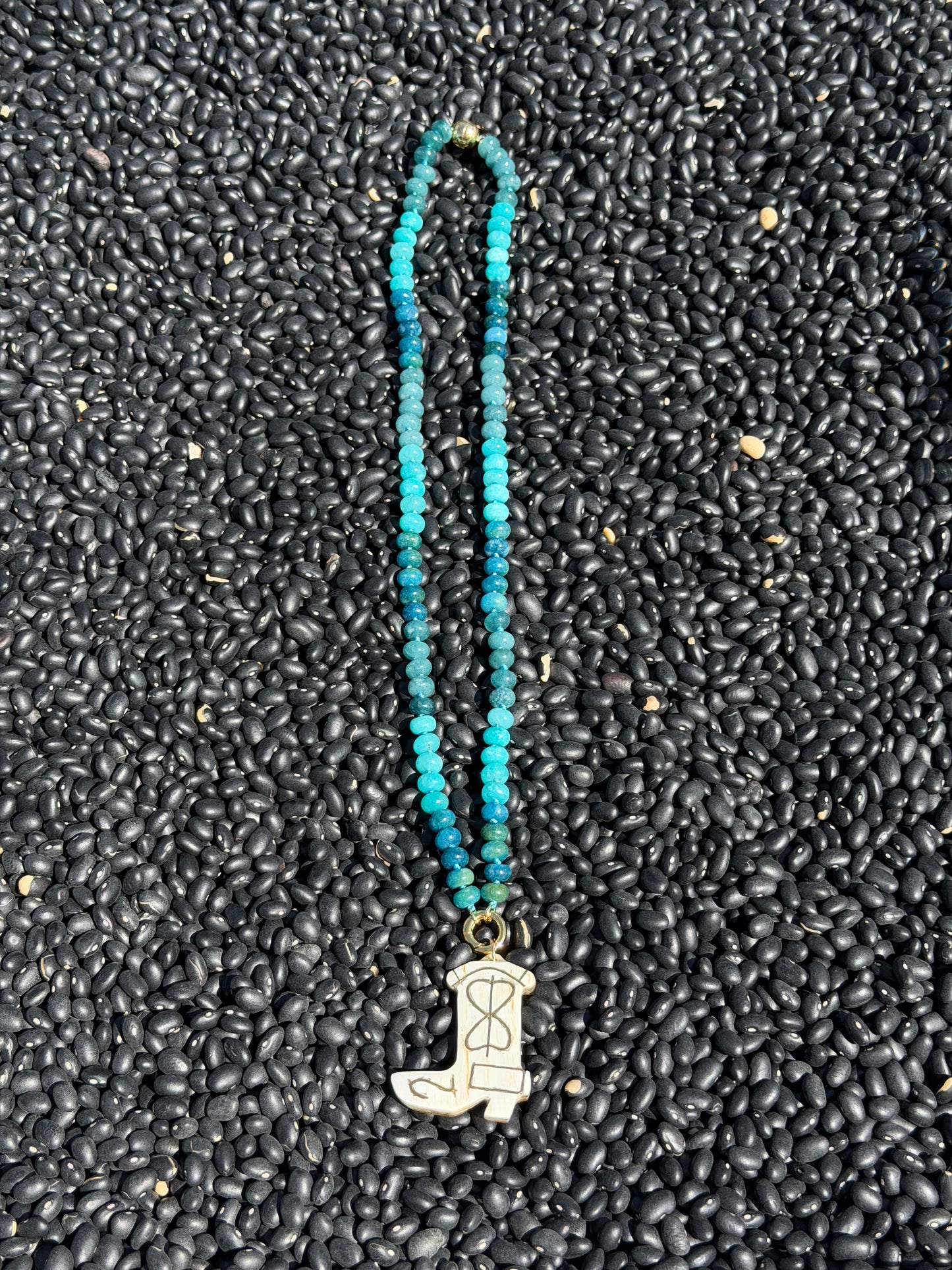 KSDxAKOLA Turquoise Ombré Beads with Cowgirl Boot