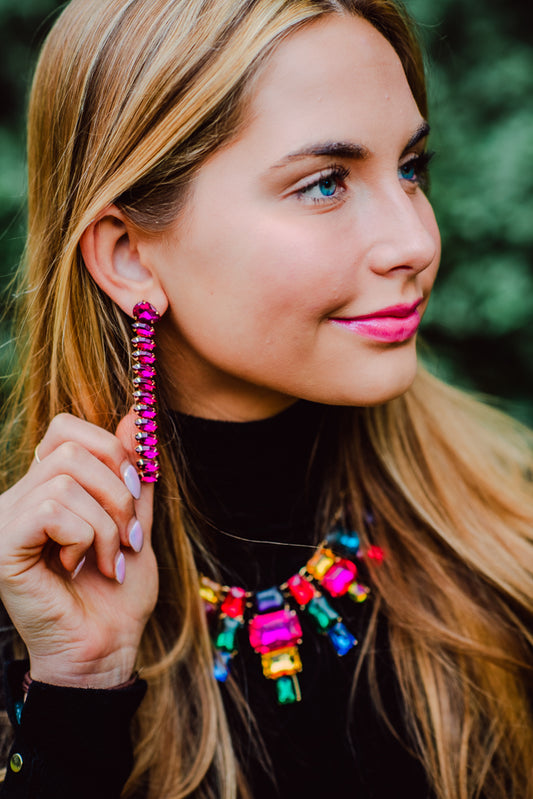 Waterfall dangles-Magenta Crystal