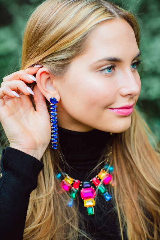 Waterfall dangles-Royal Blue Crystal