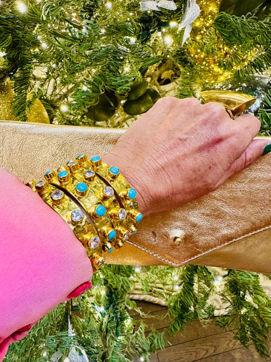 CORE HAMMERED STACKABLE CUFF-TURQUOISE