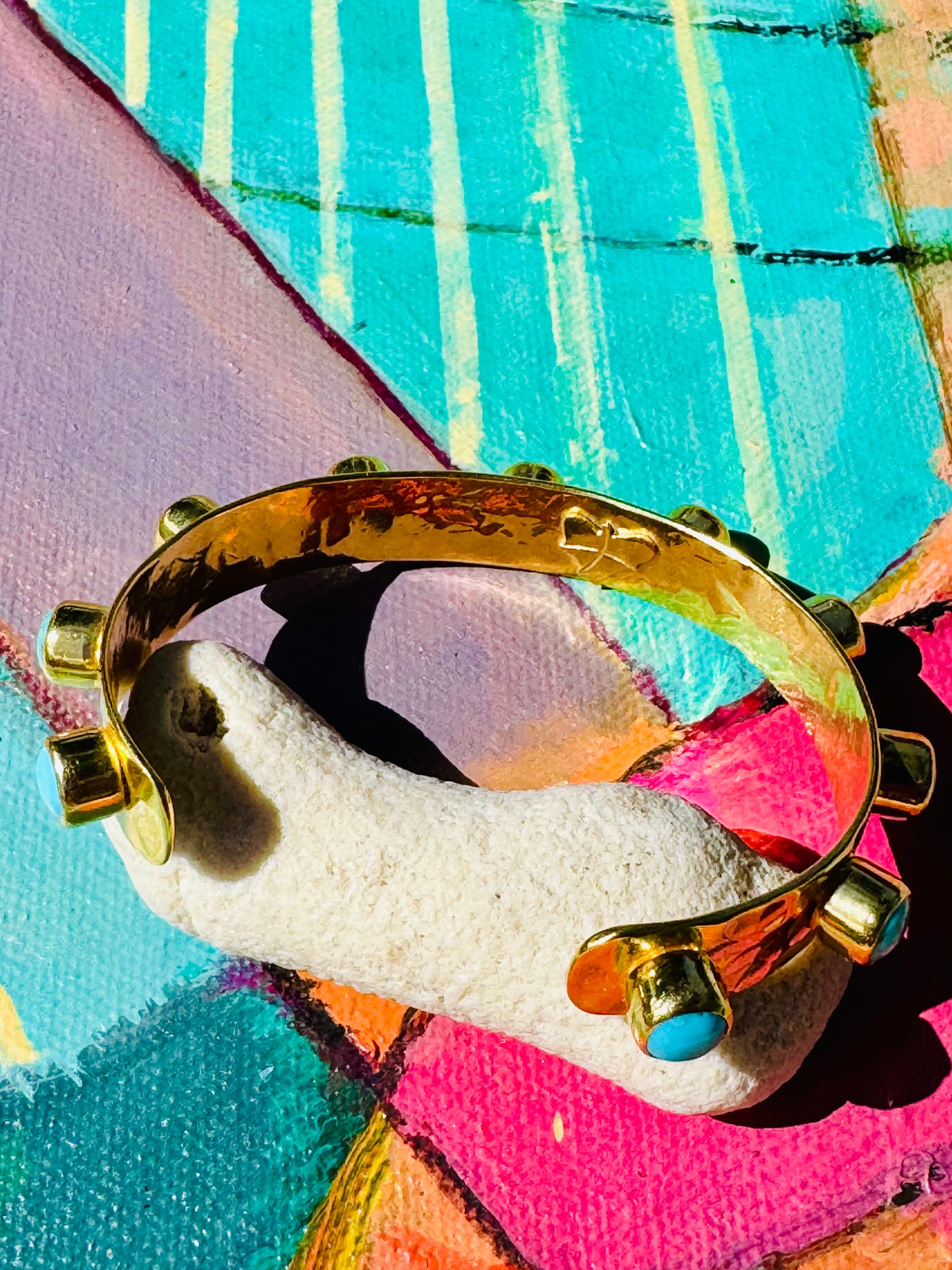 CORE HAMMERED STACKABLE CUFF-TURQUOISE-SPECIAL ORDER