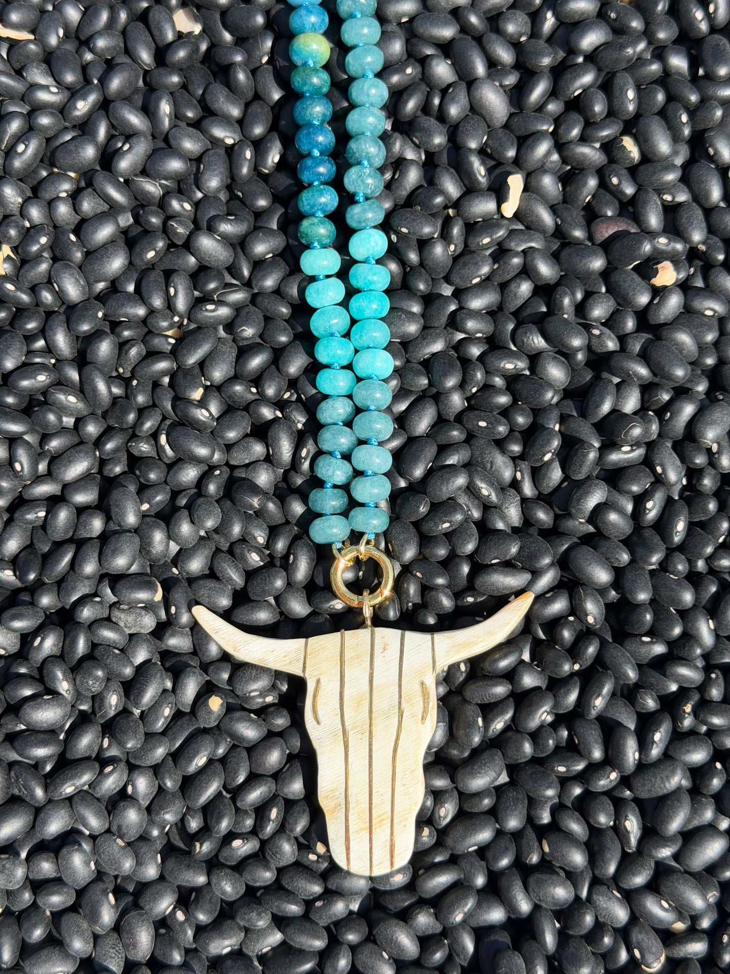 KSDxAKOLA Turquoise Ombré Beads with Longhorn