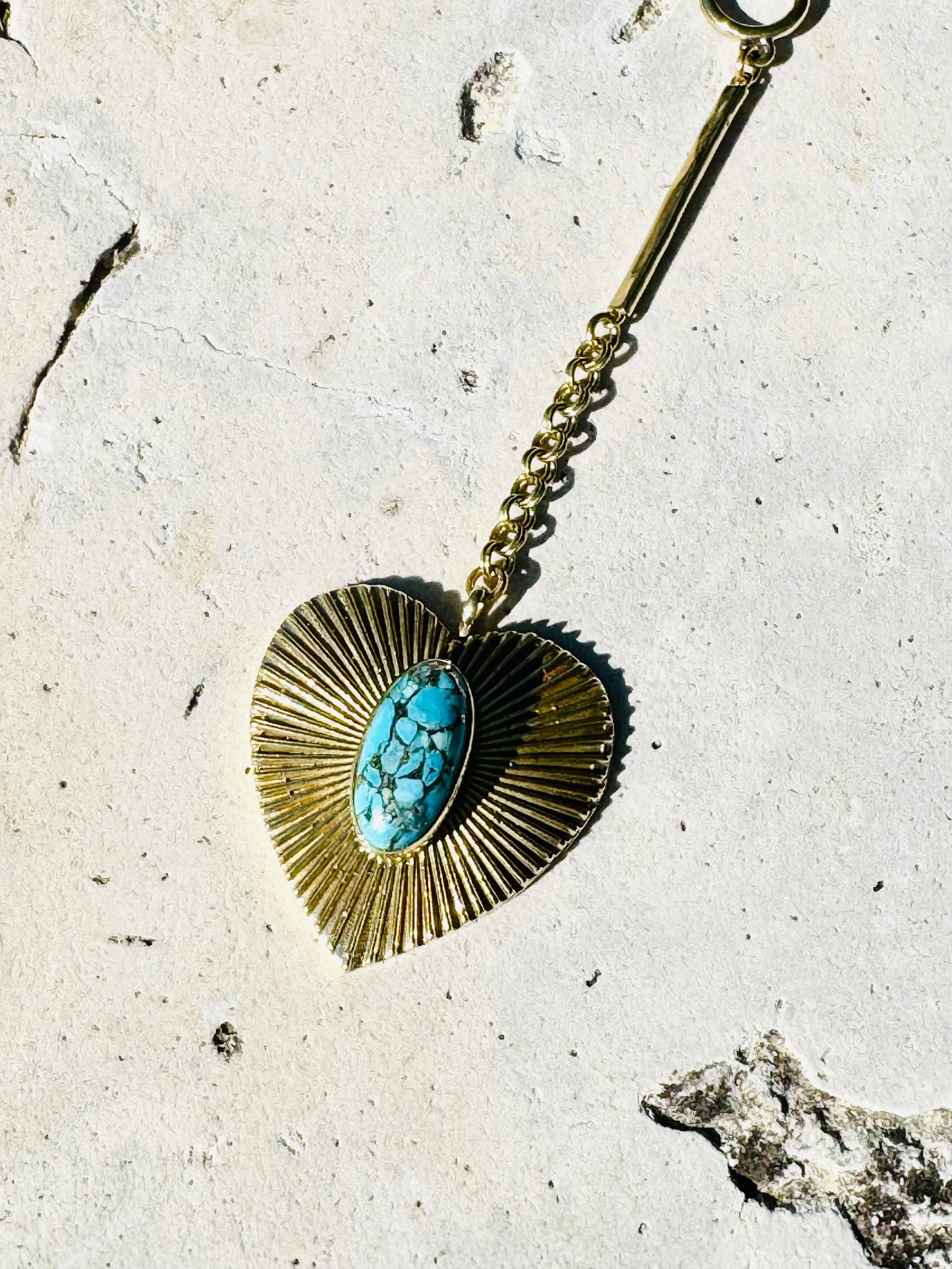 Brass Turquoise Heart Necklace 