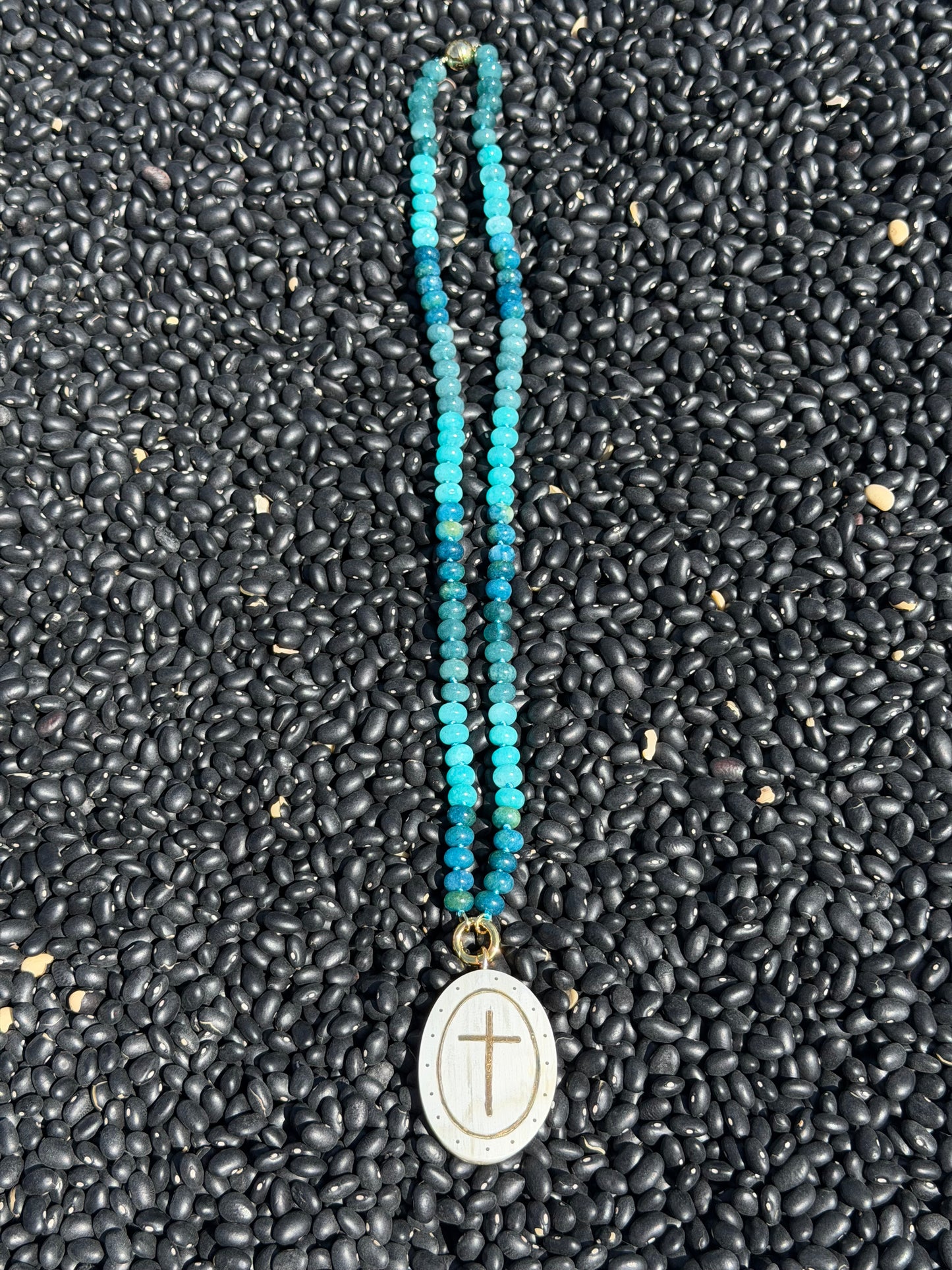 KSDxAKOLA Turquoise Ombré Beads with Cross