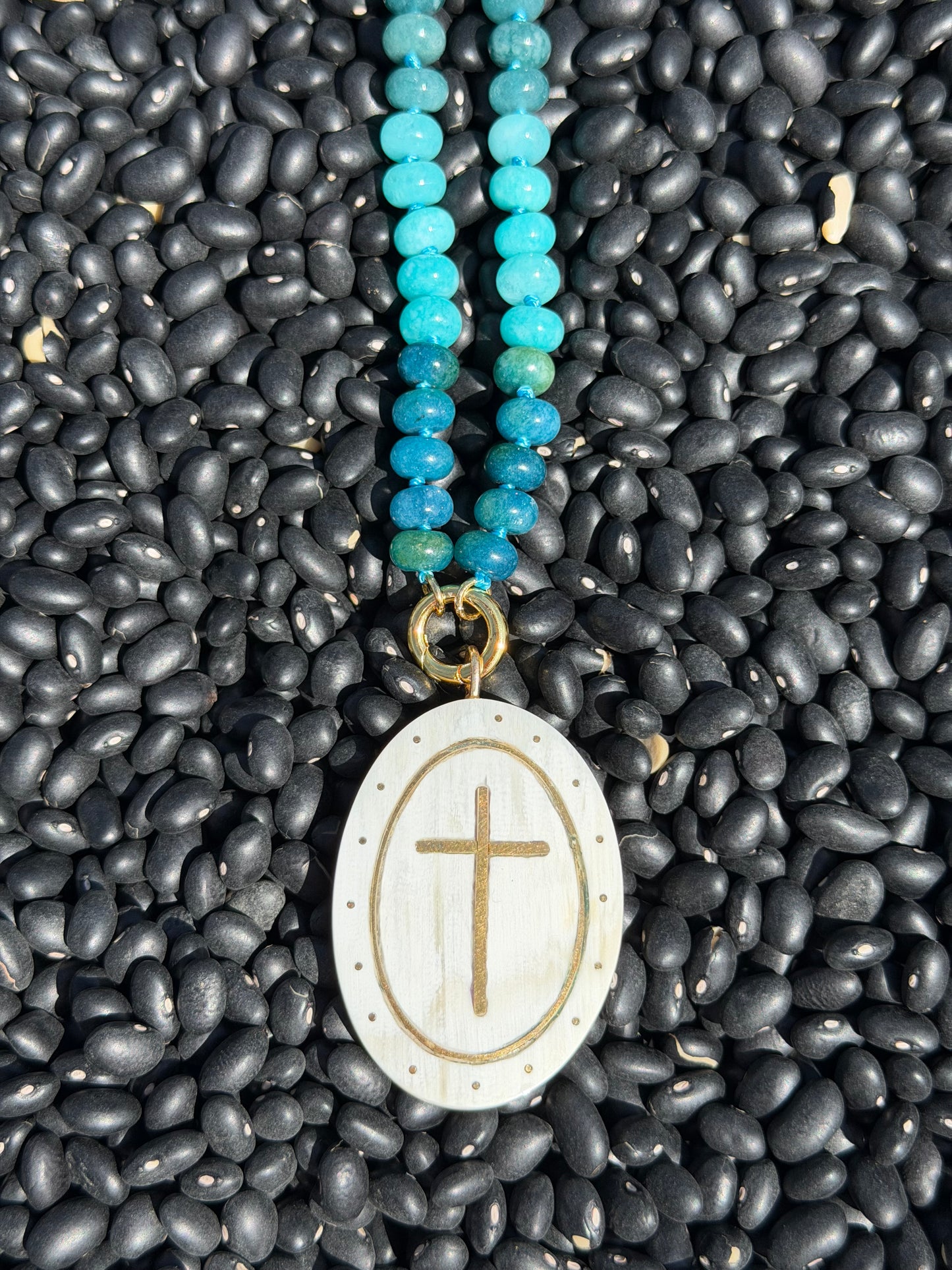 KSDxAKOLA Turquoise Ombré Beads with Cross