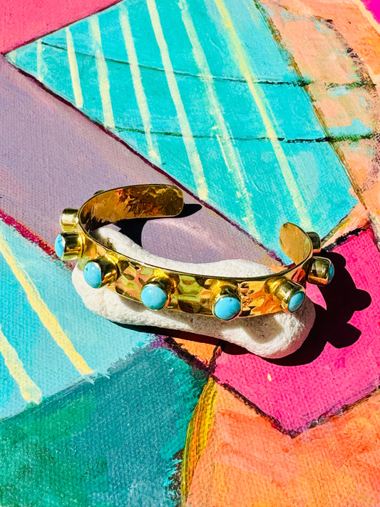 CORE HAMMERED STACKABLE CUFF-TURQUOISE-SPECIAL ORDER