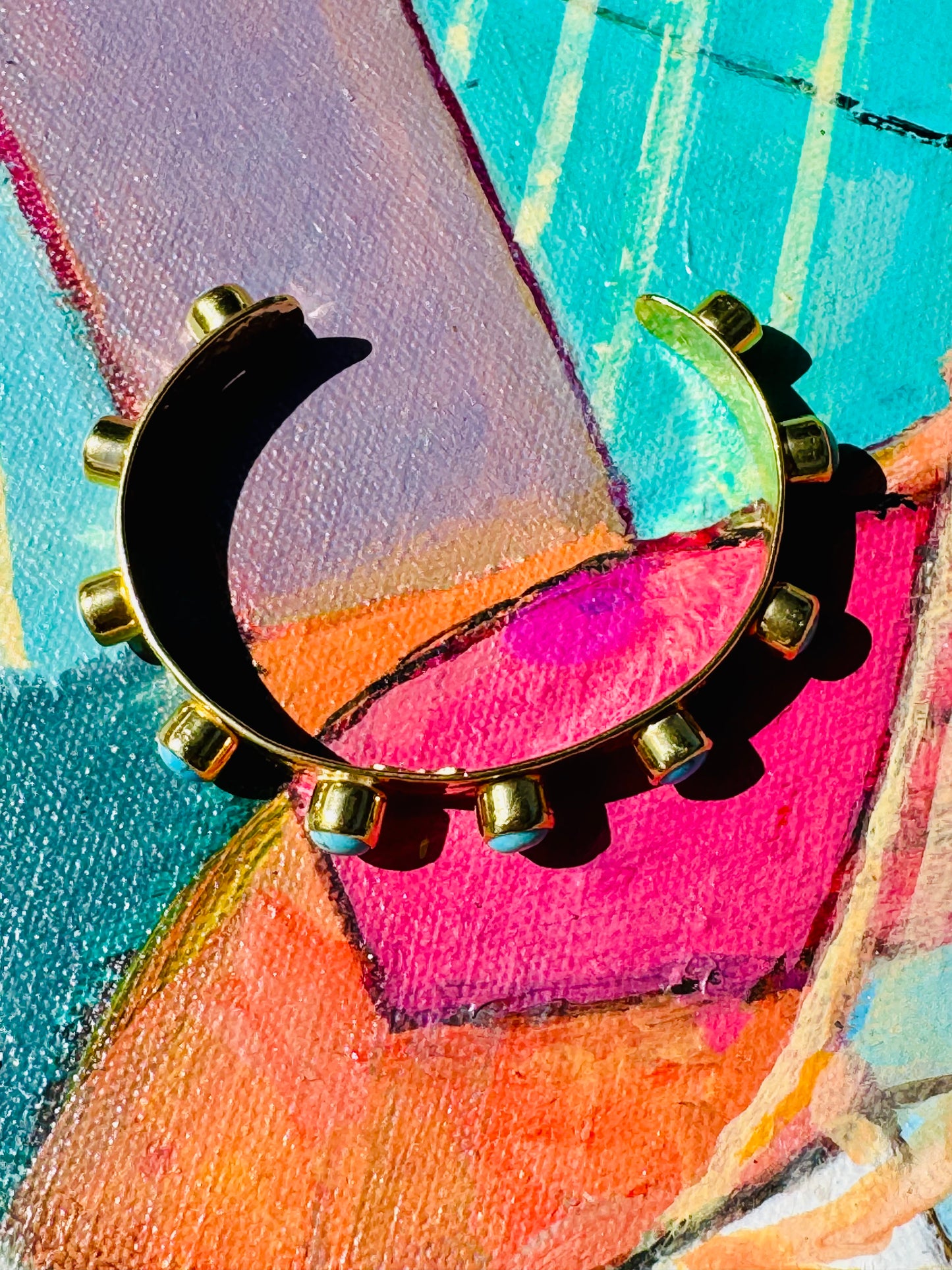 CORE HAMMERED STACKABLE CUFF-TURQUOISE-SPECIAL ORDER