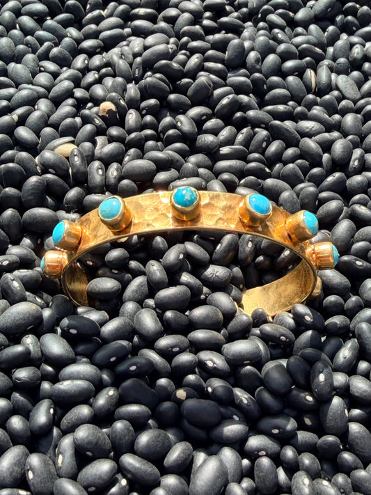 CORE HAMMERED STACKABLE CUFF-TURQUOISE