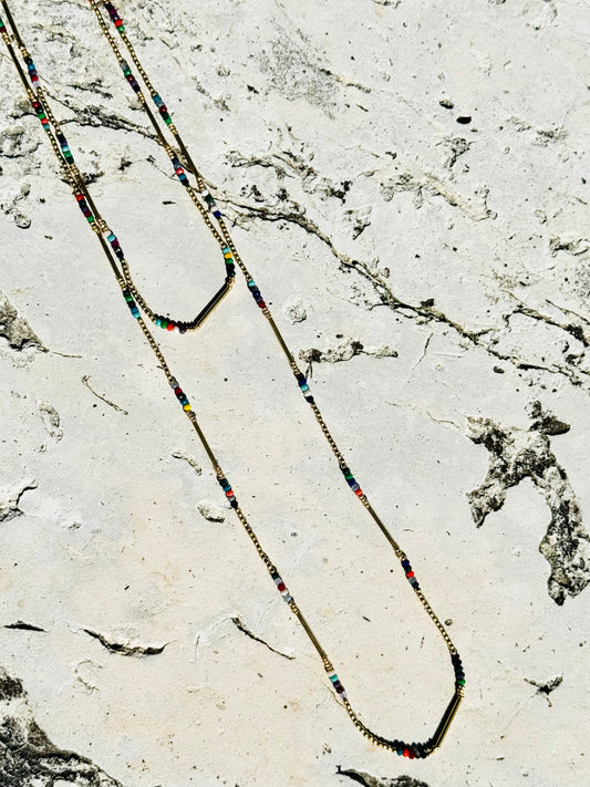 FIREWORKS BEAD LAYER NECKLACE