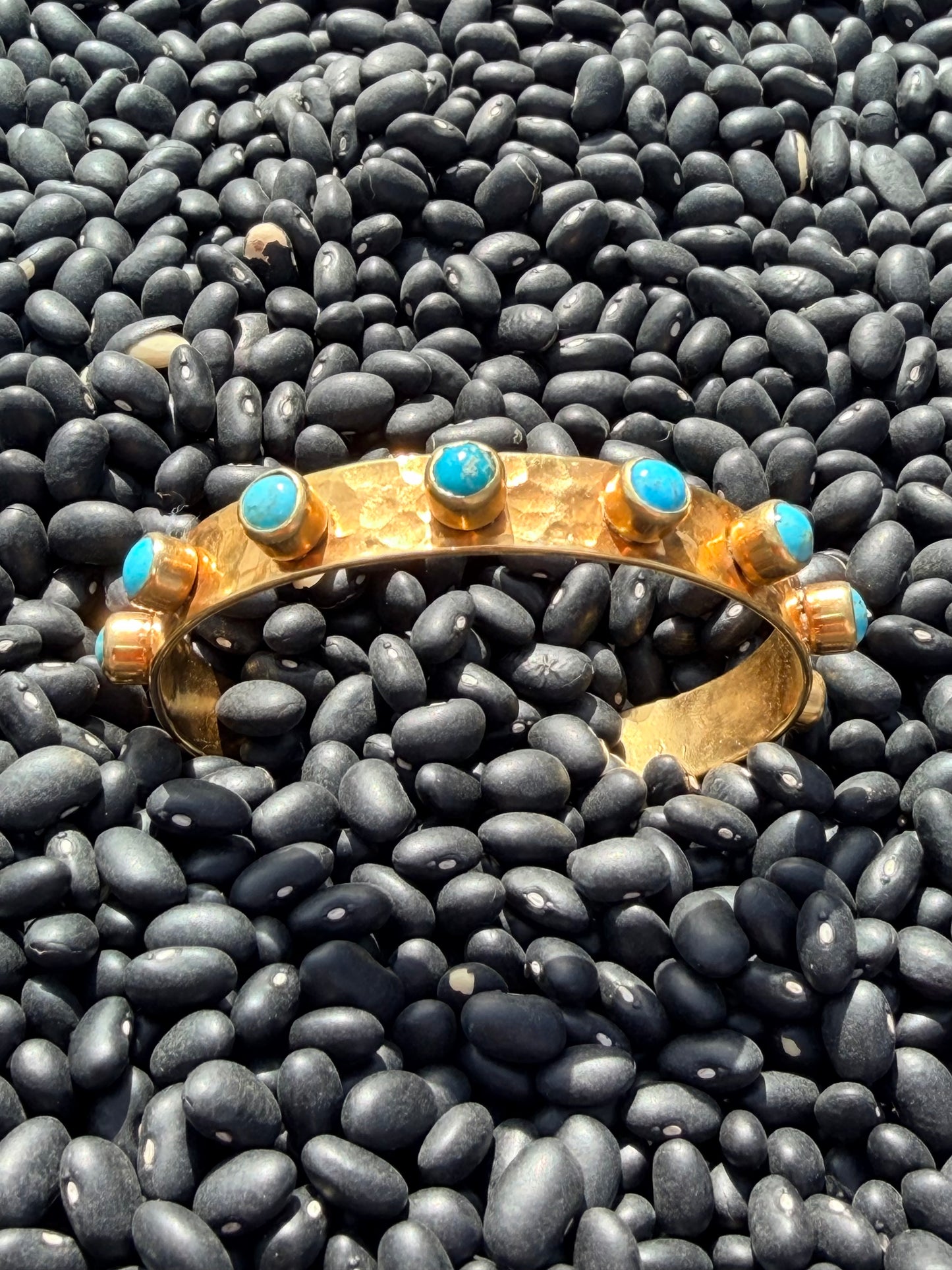 CORE HAMMERED STACKABLE CUFF-TURQUOISE