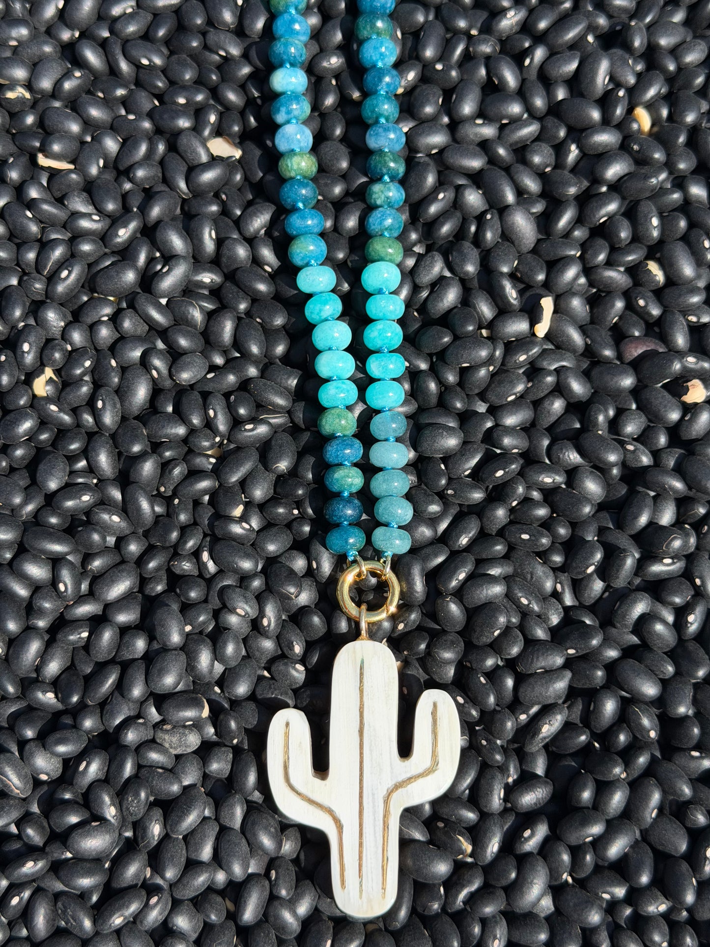 KSDxAKOLA Turquoise Ombré Beads with Cactus