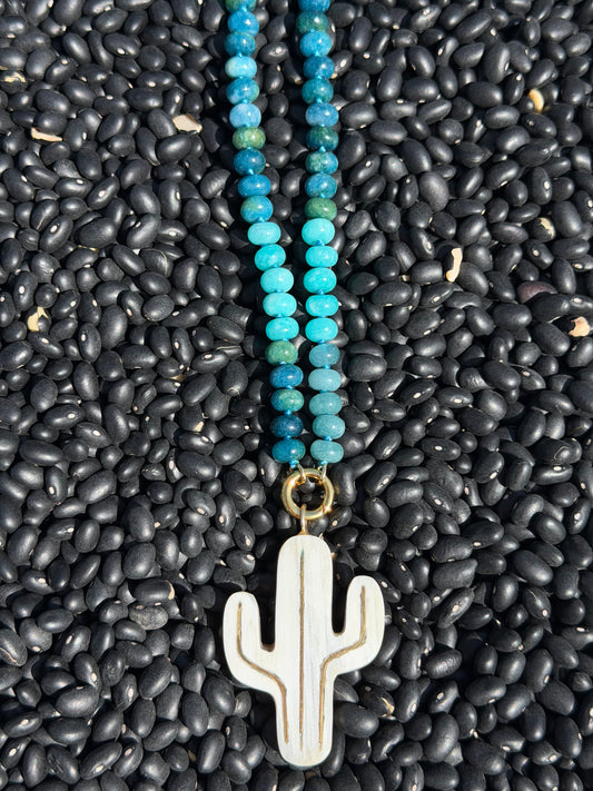 KSDxAKOLA Turquoise Ombré Beads with Cactus