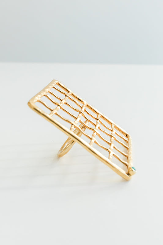 MARIA BASKETWEAVE SQUARE RING-LARGE-MADE TO ORDER