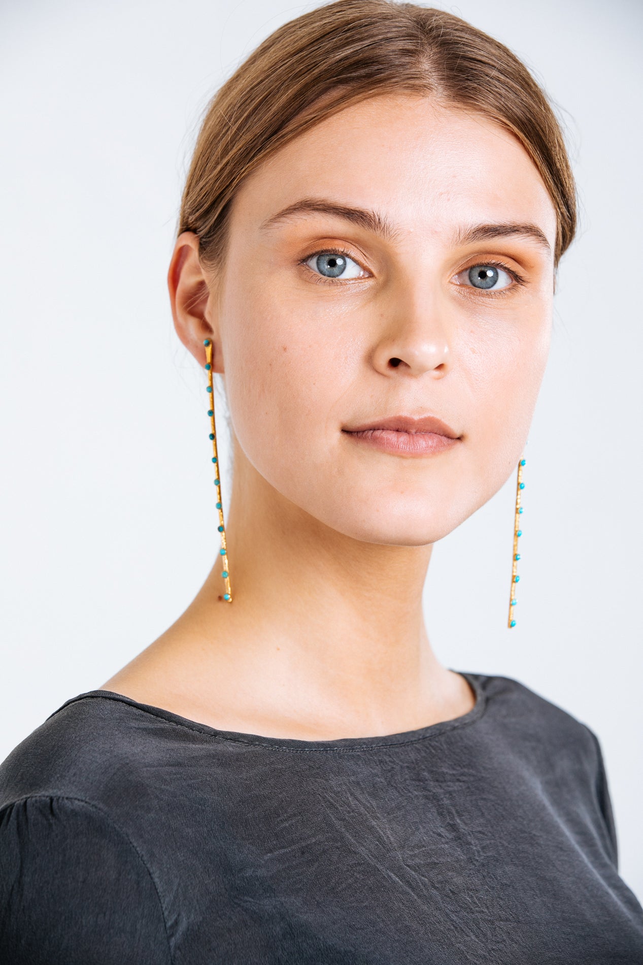CONFETTI TURQUOISE STICK EARRING-LONG-MADE TO ORDER