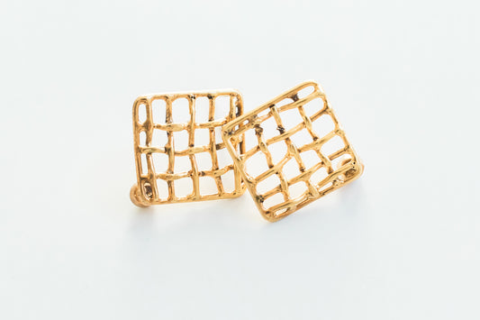 MARIA BASKETWEAVE SQUARE EARRING-SMALL-MADE TO ORDER