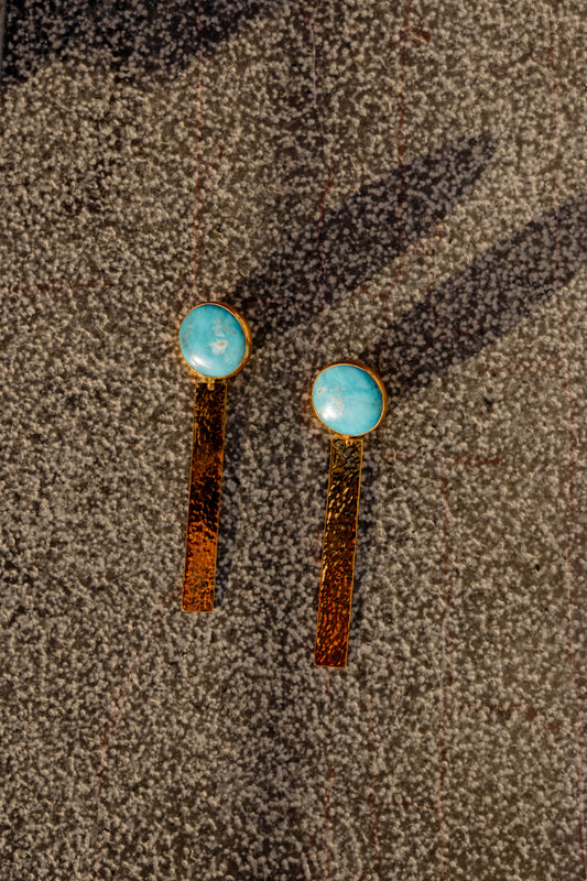 MOD CIRCLE WITH GOLD RECTANGLE BAR DANGLE-MADE TO ORDER