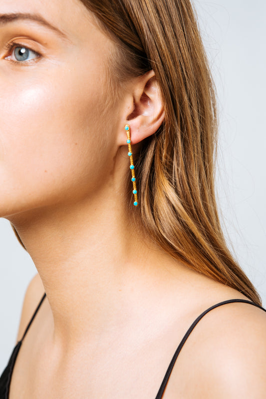 CONFETTI TURQUOISE STICK EARRING-SHORT-MADE TO ORDER
